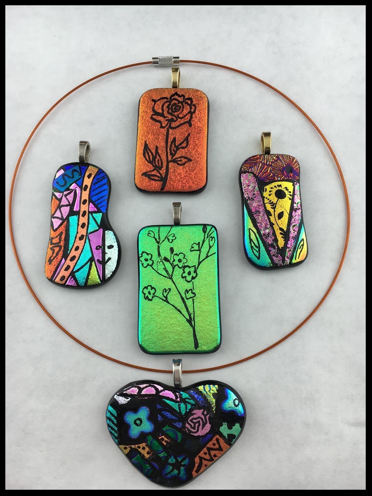 Fusing picasso style dichroic pendant example